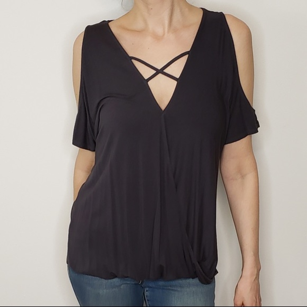 SOLD - AEO Soft and Sexy Criss-Cross Cold Shoulder Tee